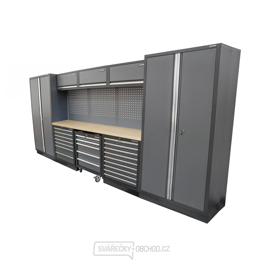 AKČNÍ SET Sestava 8 ks dílenského nábytku SET-CA01078 s dřevěnou pracovní deskou MB-TGW80
