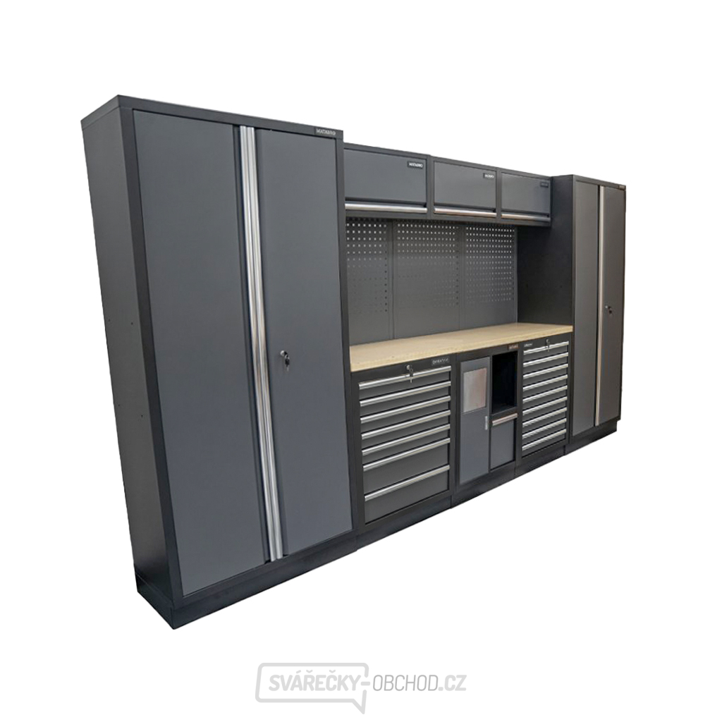 AKČNÍ SET Sestava 8 ks dílenského nábytku SET-CA01079 s dřevěnou pracovní deskou MB-TGW80