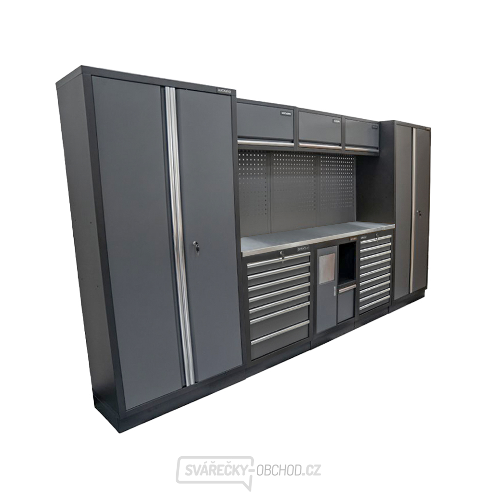 AKČNÍ SET Sestava 8 ks dílenského nábytku SET-CA01080 s nerezovou pracovní deskou MB-TGW80S