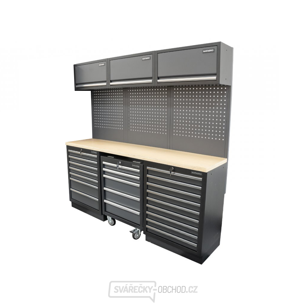 AKČNÍ SET Sestava 6 ks dílenského nábytku SET-CA01081 s dřevěnou pracovní deskou MB-TGW80