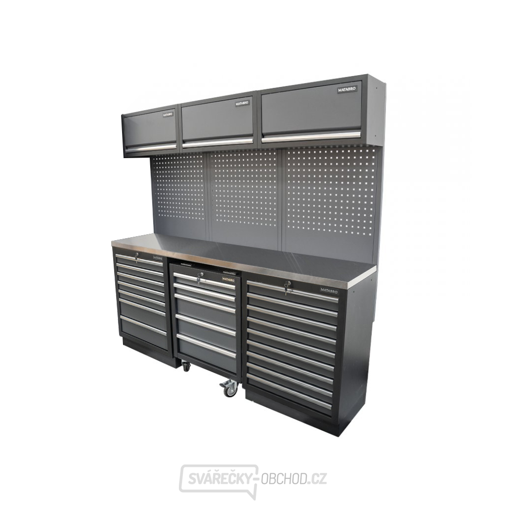 AKČNÍ SET Sestava 6 ks dílenského nábytku SET-CA01082 s nerezovou pracovní deskou MB-TGW80S