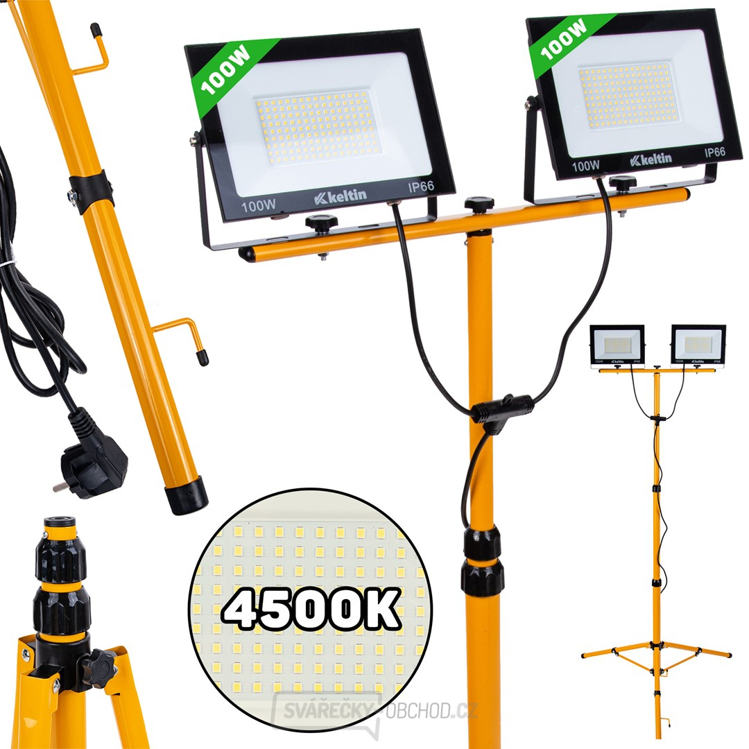 2x100W LED světlomet s teleskopickým stojanem a kabelem - neutrální bílá barva 4500K (1)