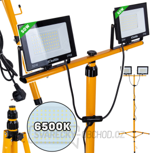 2x50W LED světlomet s teleskopickým konstrukčním stojanem a kabelem - studená bílá barva 6500K (1) 2x50W LED světlomet s teleskopickým konstrukčním stojanem a kabelem - studená bílá barva 6500K (1) gallery main image