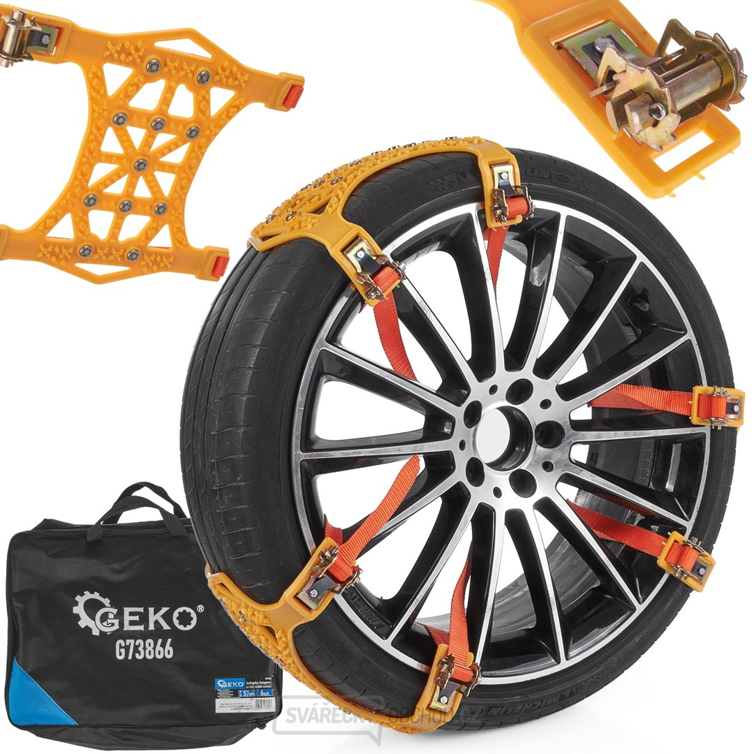 Sněhové řetězy na kola rychlá montáž - sada 6 kusů