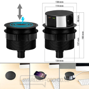 Solight 3z + USB A+C 20W PD, Wireless 10W, výsuvný blok zásuvek, 2m,  černý Náhled