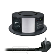 Solight 3z + USB A+C 20W PD, Wireless 10W, výsuvný blok zásuvek, 2m,  černý gallery main image