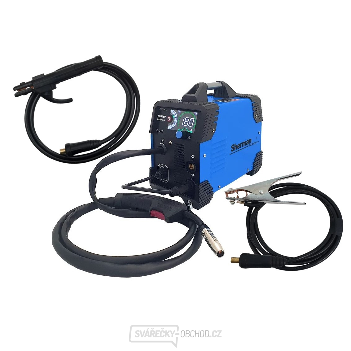 Invertorová svářečka Sherman MIG 180 Easywork + Hořák + Kabely