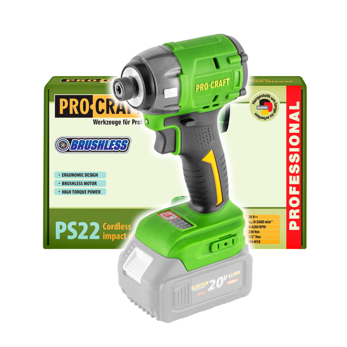 Levně Aku rázový utahovák Procraft PS22bb (bez baterie a nabíječky) | PS22bb PS22bb