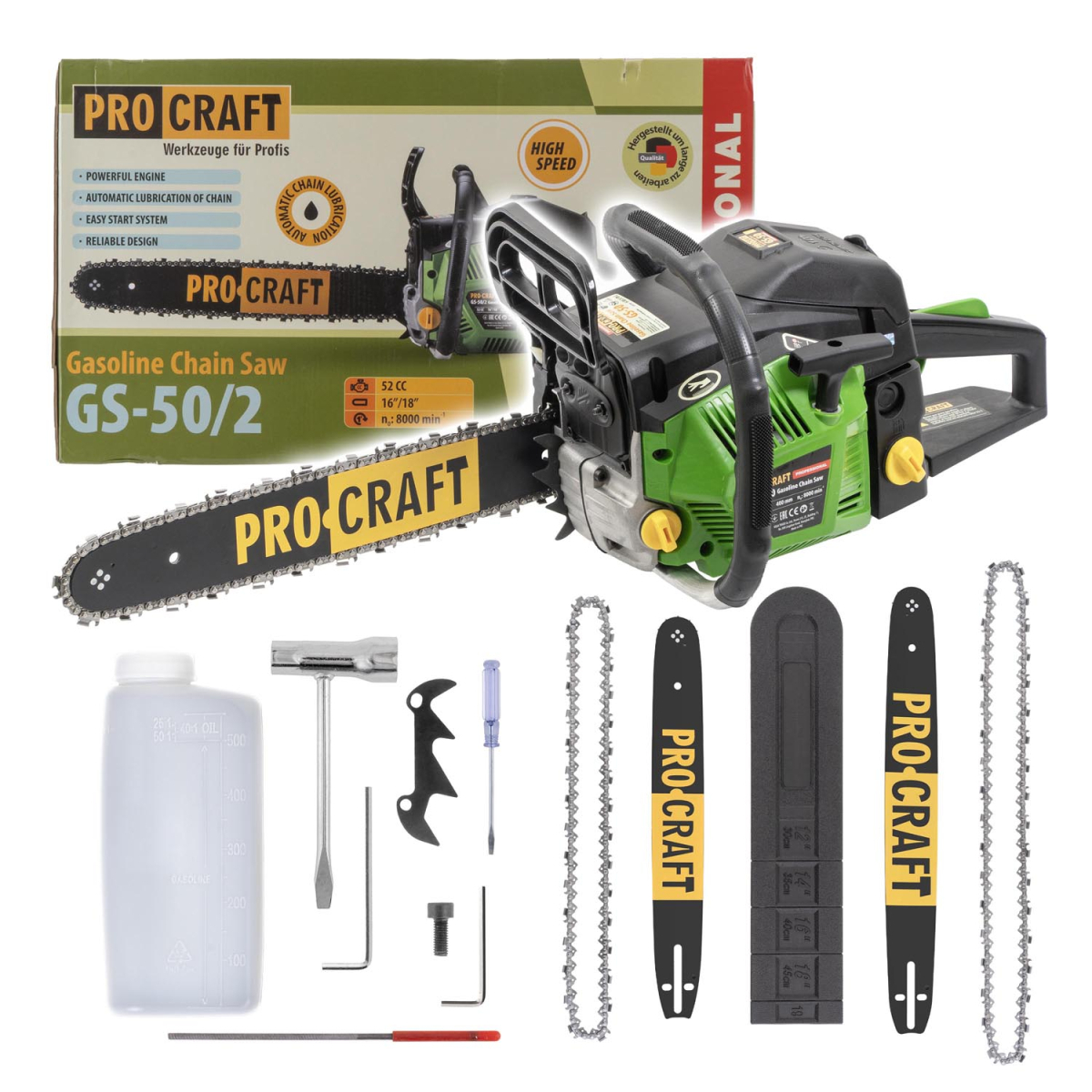 Levně Benzínová řetězová pila Procraft GS-50/2 | GS-50/2 GS-50/2