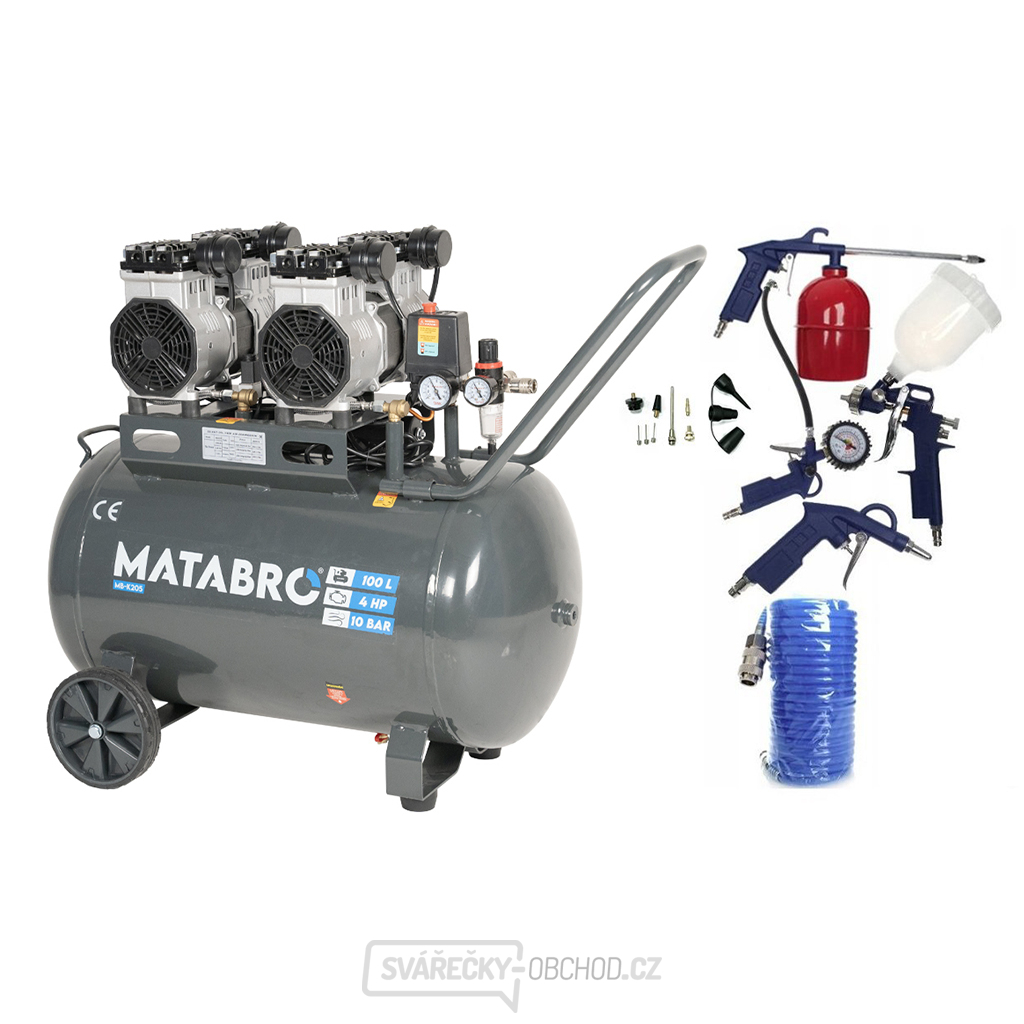 AKČNÍ SET SETMB-K205, Bezolejový kompresor 100l, 230V, 4 písty s příslušenstvím| 4000W | Matabro