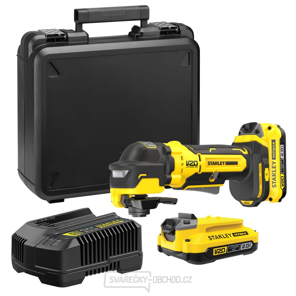 Bezuhlíková oscilační bruska Stanley V20, 2 x 2.0Ah, kitbox