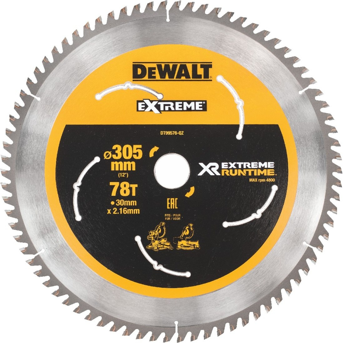 Pilový kotouč XR FLEXVOLT pro pokosové AKU pily DeWALT DT99576, 305 X 30 mm, 78 zubů DT99576