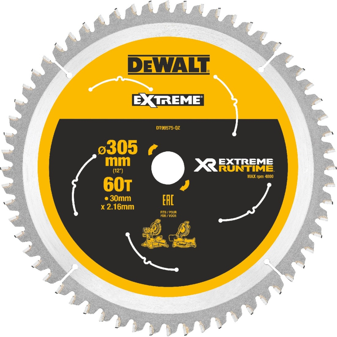 Pilový kotouč XR FLEXVOLT DeWALT DT99575 pro pokosové AKU pily, 305 X 30 mm, 60 zubů DT99575