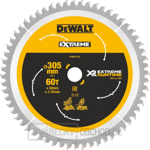 Pilový kotouč XR FLEXVOLT DeWALT DT99575 pro pokosové AKU pily, 305 X 30 mm, 60 zubů Pilový kotouč XR FLEXVOLT DeWALT DT99575 pro pokosové AKU pily, 305 X 30 mm, 60 zubů gallery main image