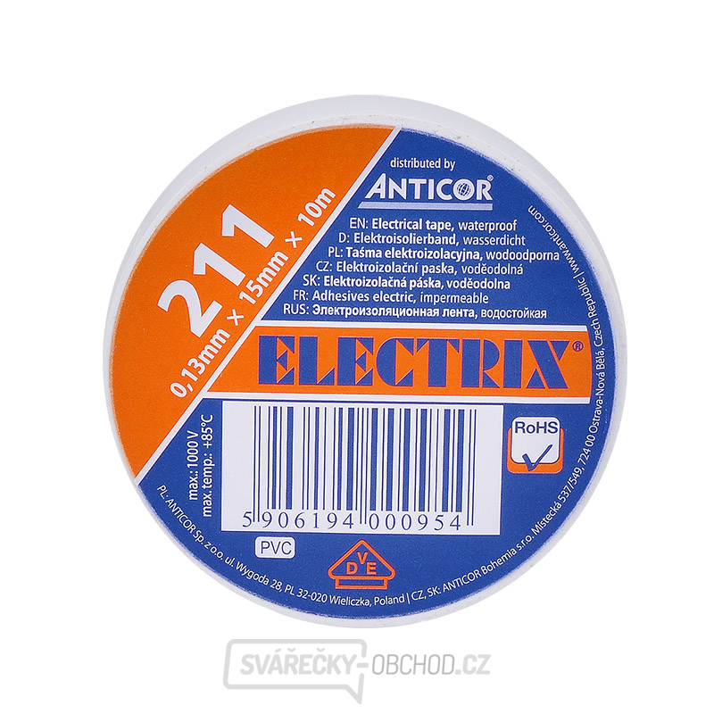 Izolační páska, 15mm x 0,13mm x 10m, bílá