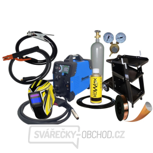 Invertorová svářečka Sherman MIG 180 Easywork + Hořák + Kabely + kukla + redukční ventil + vozík + drát + sprej + Plná l Invertorová svářečka Sherman MIG 180 Easywork + Hořák + Kabely + kukla + redukční ventil + vozík + drát + sprej + Plná l gallery main image