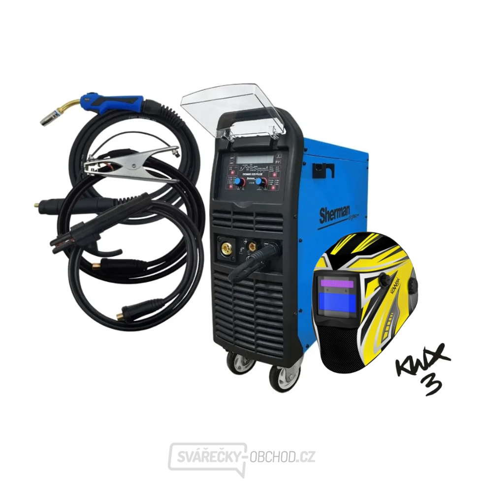 Sherman Synergická invertorová svářečka DIGIMIG 300 Pulse + hořák MIG 25/4m + kabely + Kukla