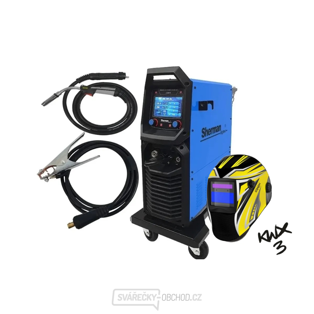 Synergický invertorový svařovací stroj DIGIMIG 351 COMBO PULSE LCD + Hořák + Kabely + Kukla