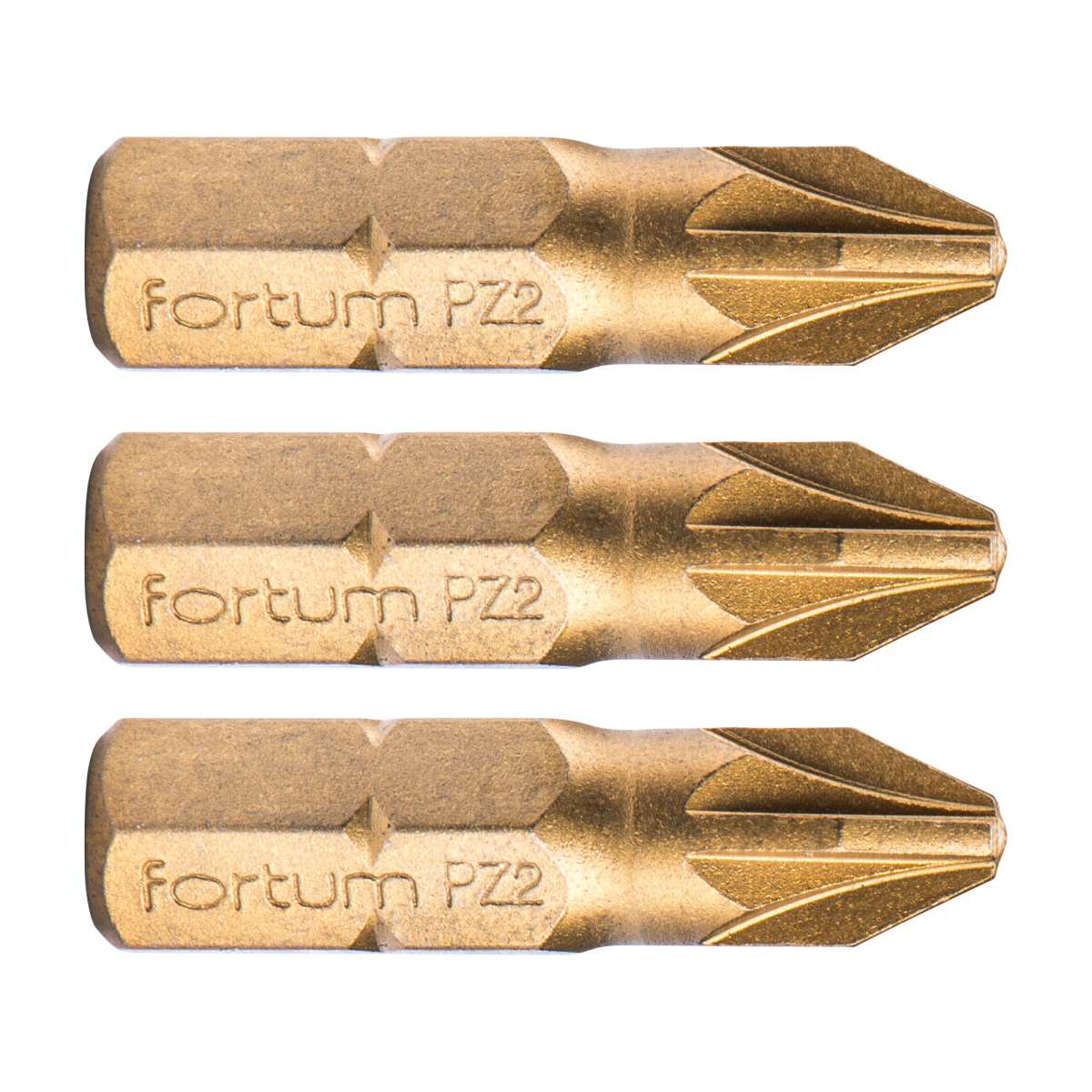 Fortum Hrot křížový pozidriv, sada 3ks, PZ 2x25mm,titan. úprava, S2 4741372