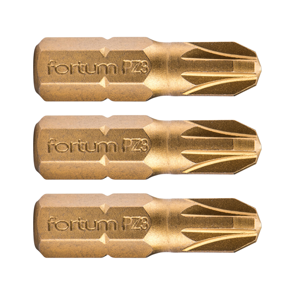 Fortum Hrot křížový pozidriv, sada 3ks, PZ 3x25mm,titan. úprava, S2 4741373