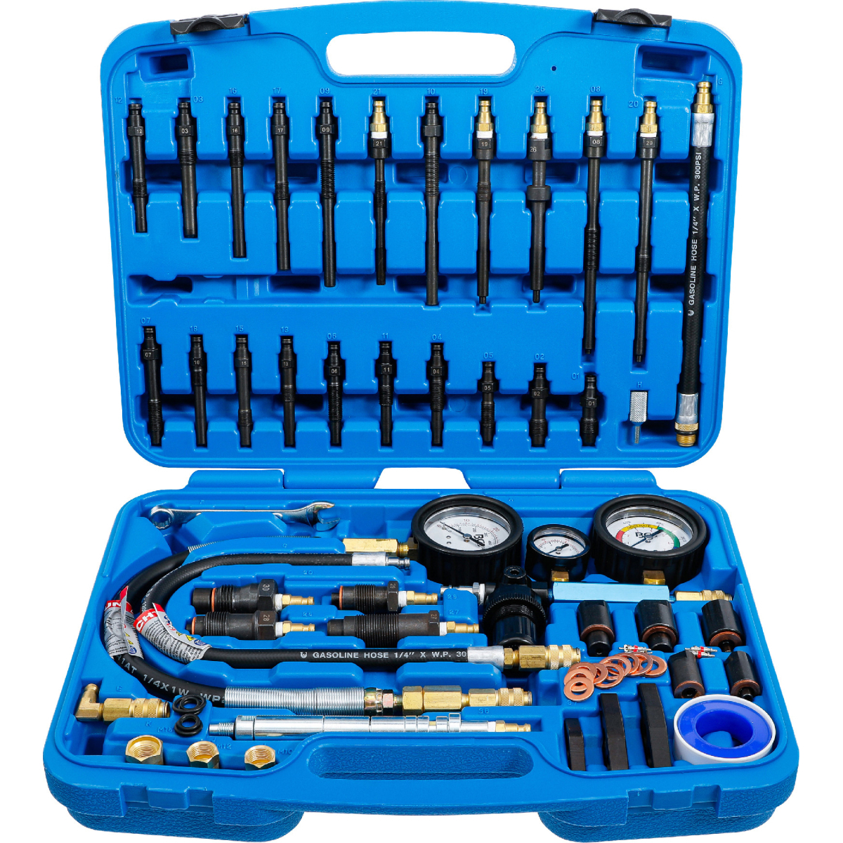 Sada testeru pro zkoušku komprese a úniku tlaku pro benzínové a naftové motory BGS 8401 BGS8401