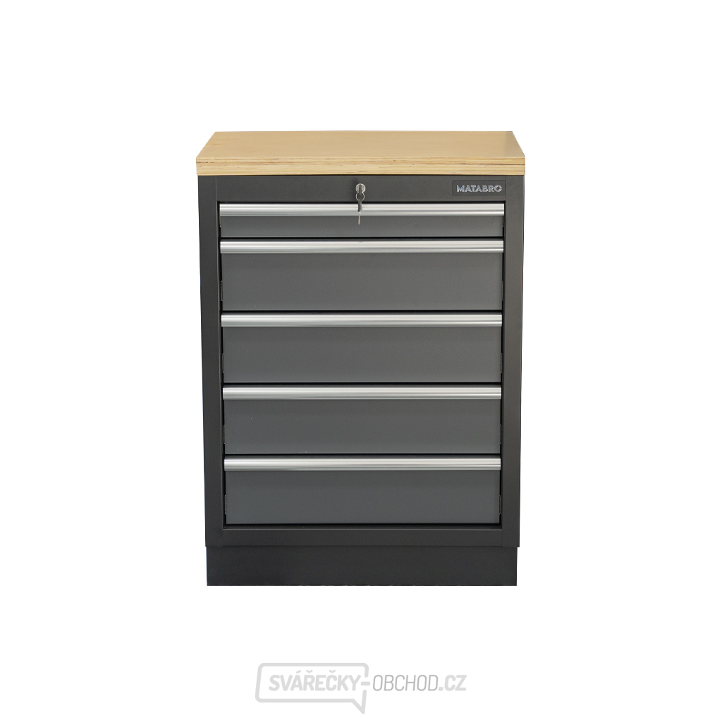 Dílenská skříňka s dřevěnou pracovní deskou | 5 šuplíků | 680x465x950 mm Matabro SET-CA01060