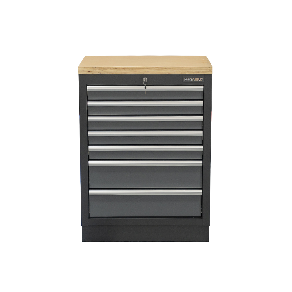 Levně Dílenská skříňka s dřevěnou pracovní deskou | 7 šuplíků | 680x465x950 mm Matabro SET-CA01062 SET-CA01062