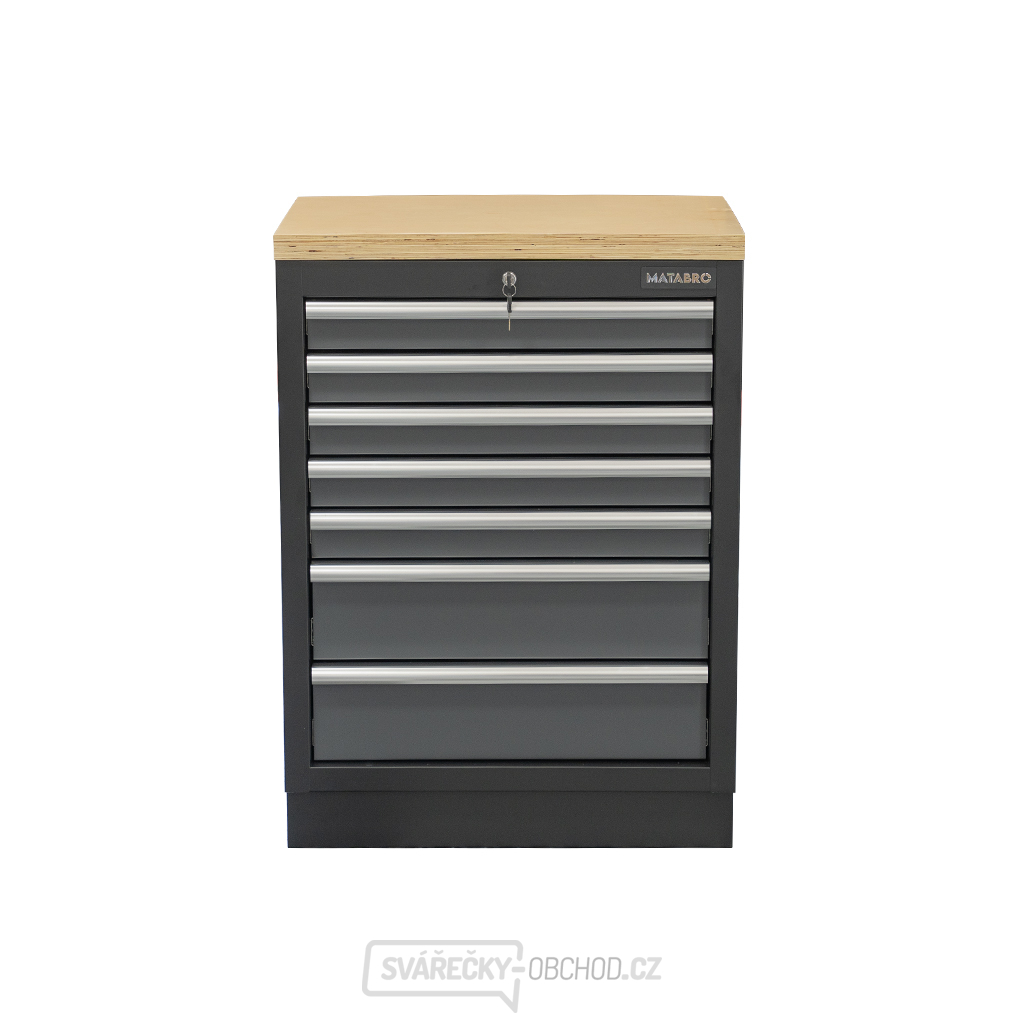 Dílenská skříňka s dřevěnou pracovní deskou | 7 šuplíků | 680x465x950 mm Matabro SET-CA01062