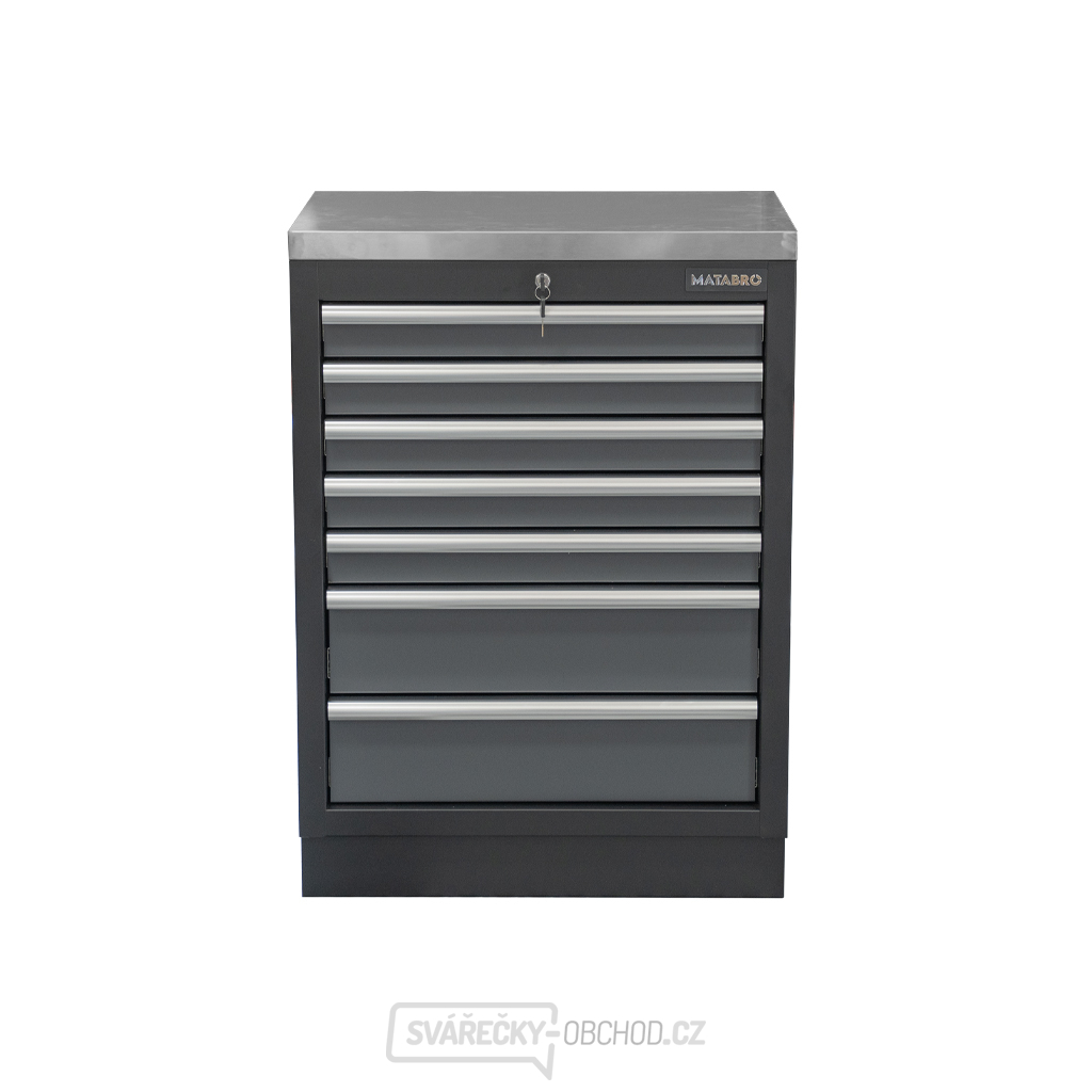 Dílenská skříňka s nerezovou pracovní deskou | 7 šuplíků | 680x465x950 mm Matabro SET-CA01063