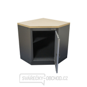 Rohová jednodveřová dílenská skříňka s dřevěnou pracovní deskou | 1 police | 865x865x950 mm Matabro SET-CA01068 Náhled