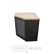 Rohová jednodveřová dílenská skříňka s dřevěnou pracovní deskou | 1 police | 865x865x950 mm Matabro SET-CA01068 Náhled