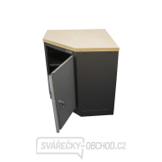 Rohová jednodveřová dílenská skříňka s dřevěnou pracovní deskou | 1 police | 865x865x950 mm Matabro SET-CA01068 Náhled