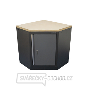 Rohová jednodveřová dílenská skříňka s dřevěnou pracovní deskou | 1 police | 865x865x950 mm Matabro SET-CA01068 Rohová jednodveřová dílenská skříňka s dřevěnou pracovní deskou | 1 police | 865x865x950 mm Matabro SET-CA01068 gallery main image