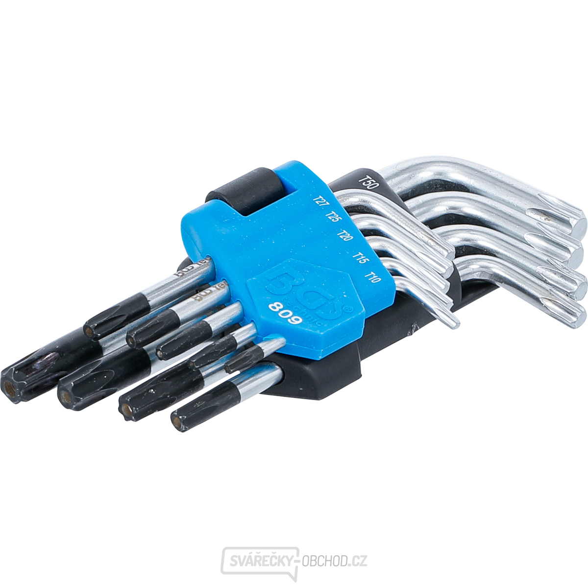 Sada zahnutých klíčů BGS 809 | krátké | T-profil (pro Torx) s otvorem T10 - T50 | 9dílná