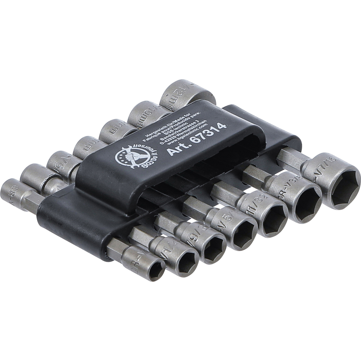 Sada nástrčných hlavic BGS 67314 | pohon vnější šestihran 6,3 mm (1/4") | metrická + palcové | 14dílná BGS67314
