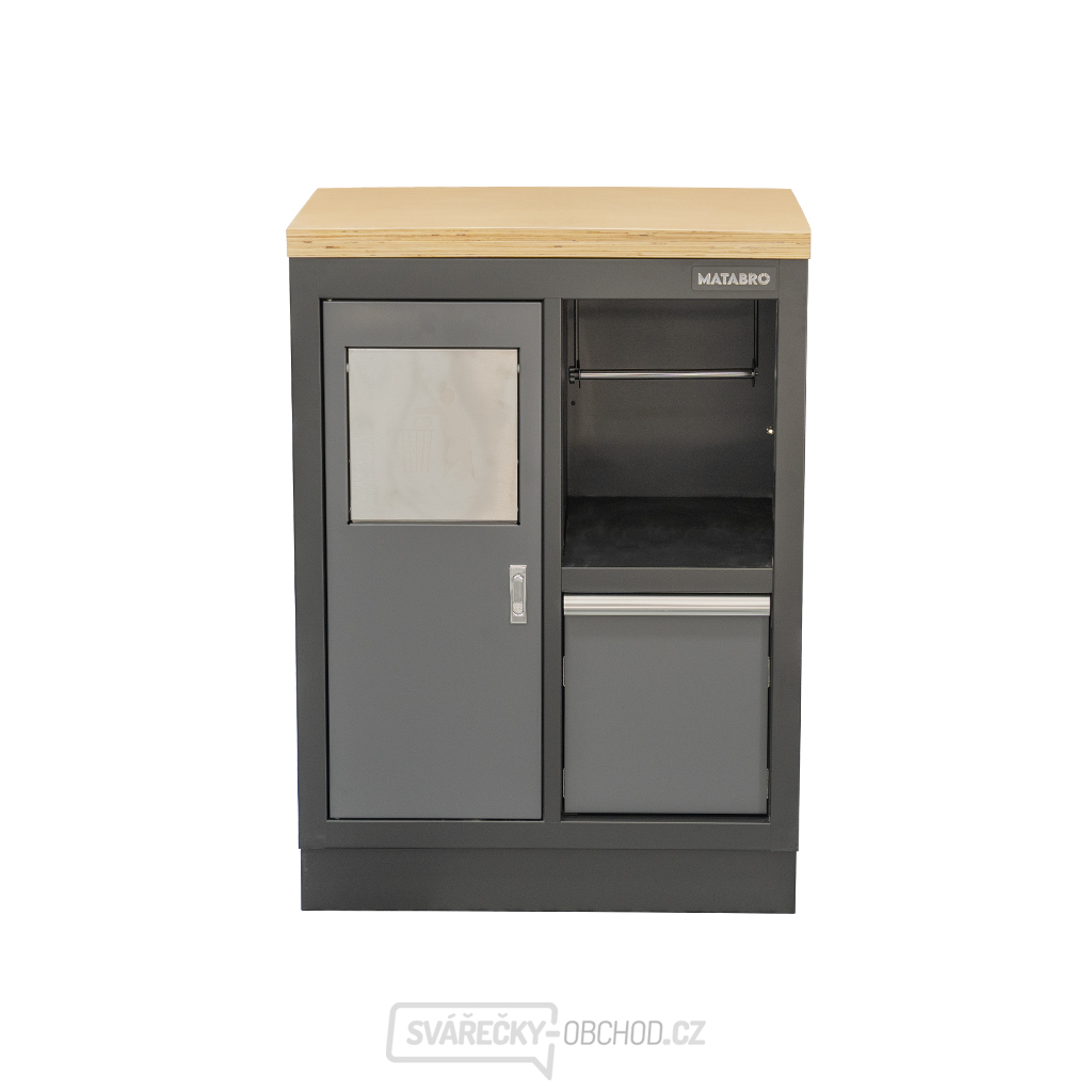 Dílenská skříňka s dřevěnou pracovní deskou Matabro SET-CA01066 | na odpadky | 680x465x950 mm
