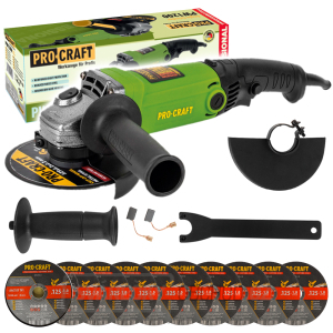 Bruska úhlová Procraft PW1200 + 10x řezný kotouč CD125x1.0b v kovovém boxu | SPW1200/CD125x1.0b Bruska úhlová Procraft PW1200 + 10x řezný kotouč CD125x1.0b v kovovém boxu | SPW1200/CD125x1.0b gallery main image