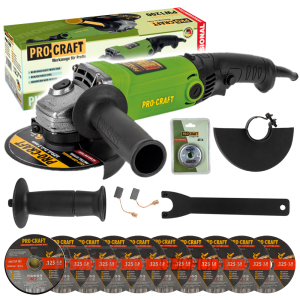 Bruska úhlová Procraft PW1200 + rychloupínací matice RM14, 10x řezný kotouč CD125x1.0b v kovovém box | SPW1200/CD125x1.0b/RM14 Bruska úhlová Procraft PW1200 + rychloupínací matice RM14, 10x řezný kotouč CD125x1.0b v kovovém box | SPW1200/CD125x1.0b/RM14 gallery main image