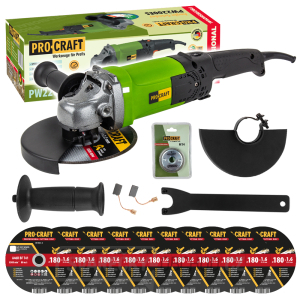 Bruska úhlová Procraft PW2200ES + rychloupínací matice RM14, 10x řezný kotouč CD180x1.6 | SPW2200ES/CD180x1.6/RM14 Bruska úhlová Procraft PW2200ES + rychloupínací matice RM14, 10x řezný kotouč CD180x1.6 | SPW2200ES/CD180x1.6/RM14 gallery main image
