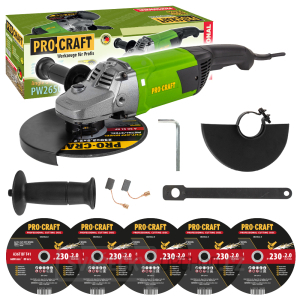 Bruska úhlová Procraft PW2650 + 5x řezný kotouč CD230x2.0 | SPW2650/CD230x2.0 Bruska úhlová Procraft PW2650 + 5x řezný kotouč CD230x2.0 | SPW2650/CD230x2.0 gallery main image