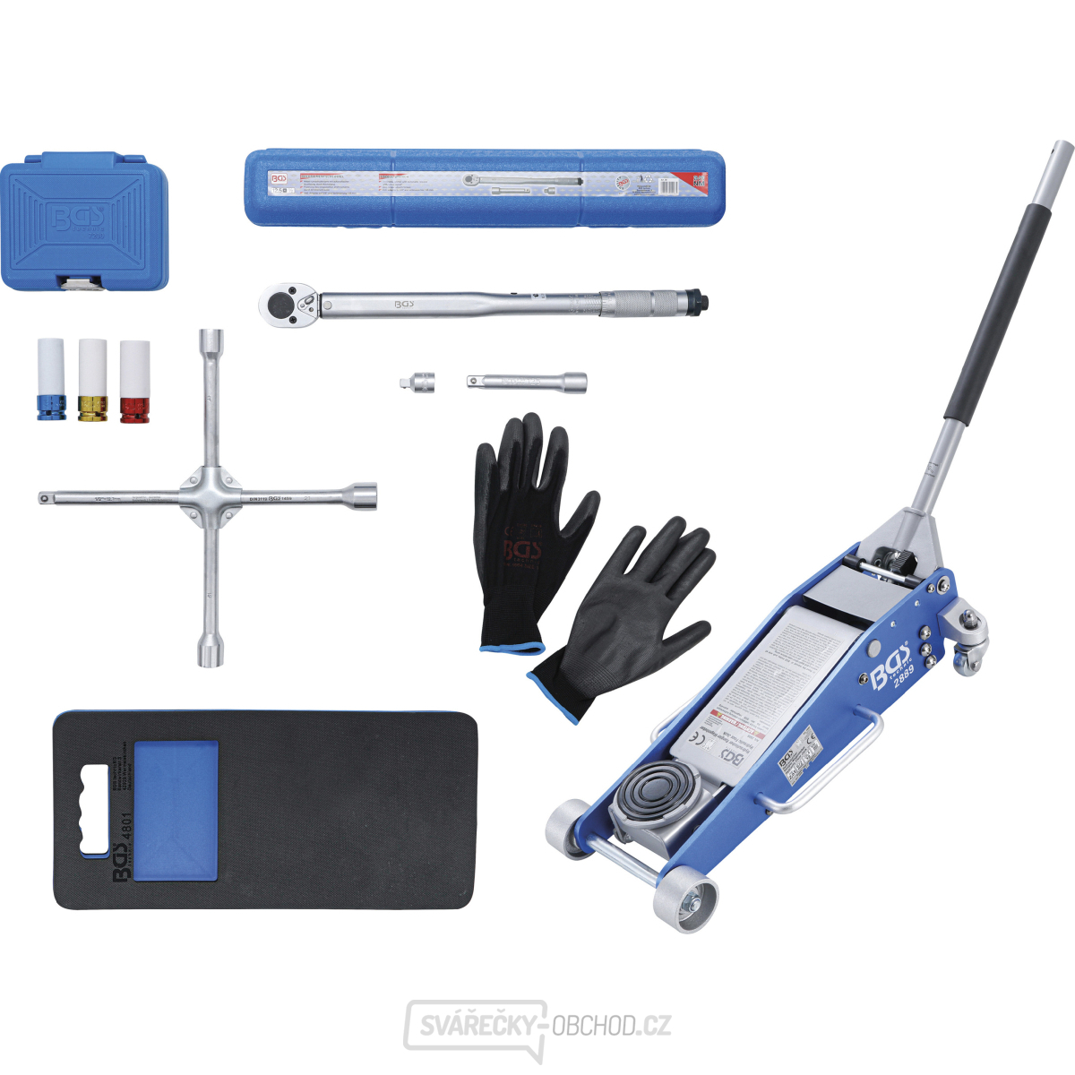 Sada pro výměnu kol s pojízdným zvedákem 2,5 t BGS 9681 | 10dílná