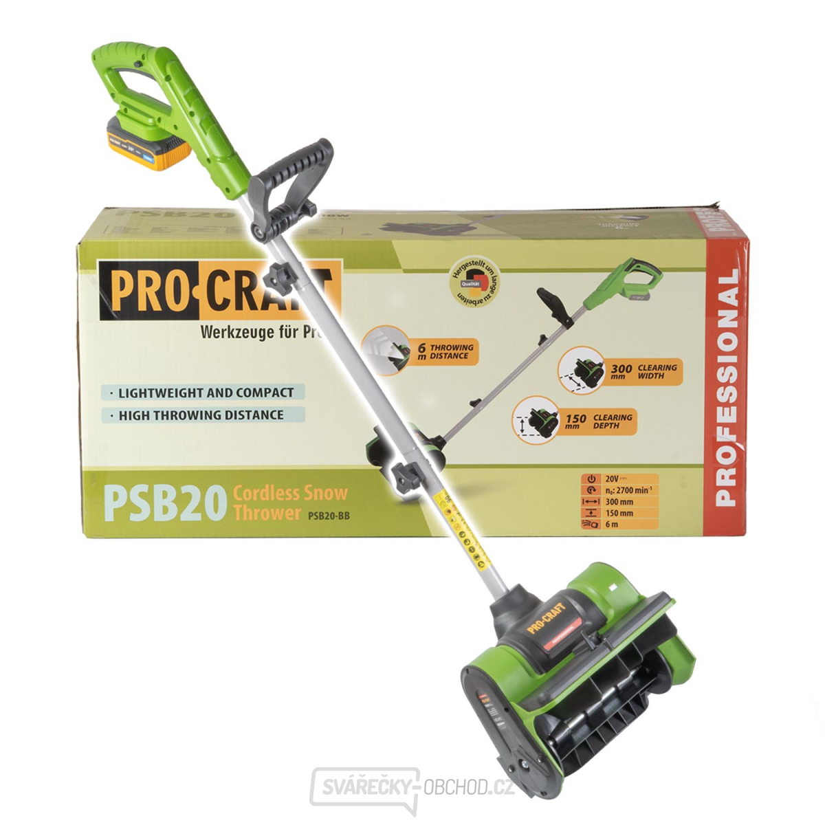 Aku sněhová fréza Procraft PSB20bb (bez baterie a nabíječky) | PSB20bb