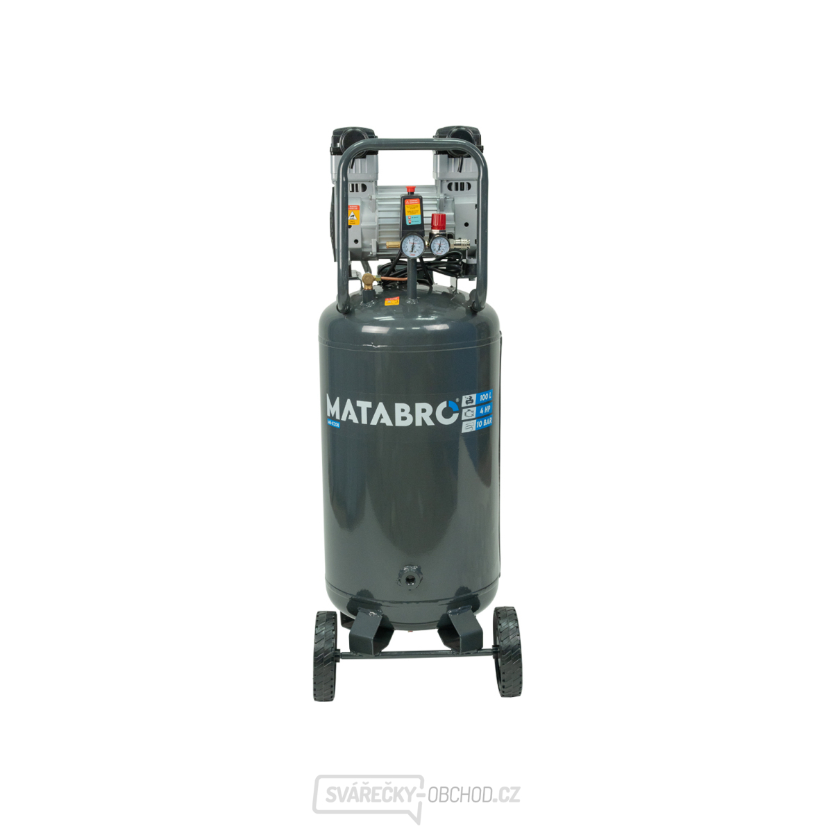 Bezolejový vertikální kompresor 100l, 230V, 2 písty, 3000W Matabro MB-K208 | 10 BAR
