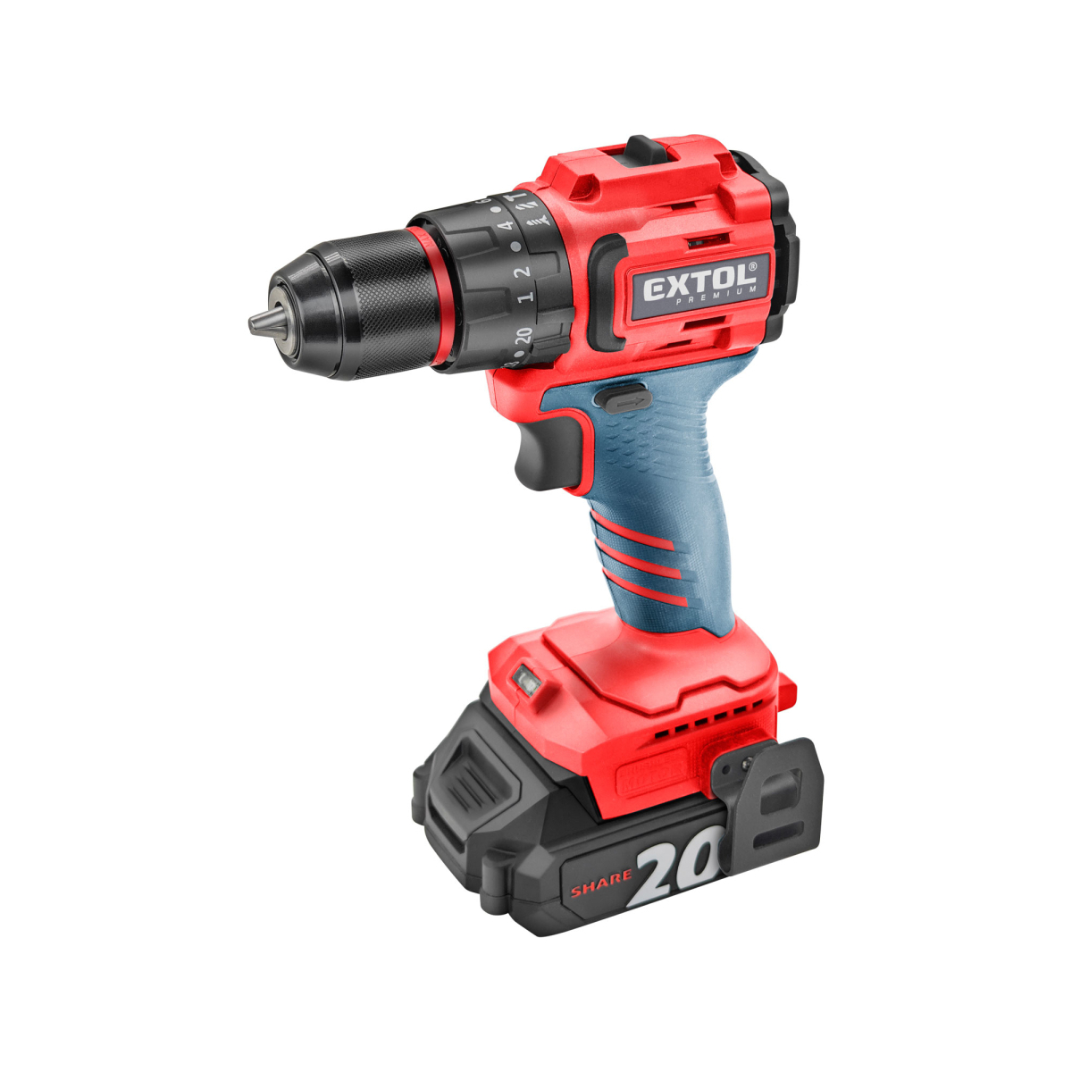 Levně Vrtací šroubovák aku s příklepem SHARE20V, BRUSHLESS, 2Ah 8891808
