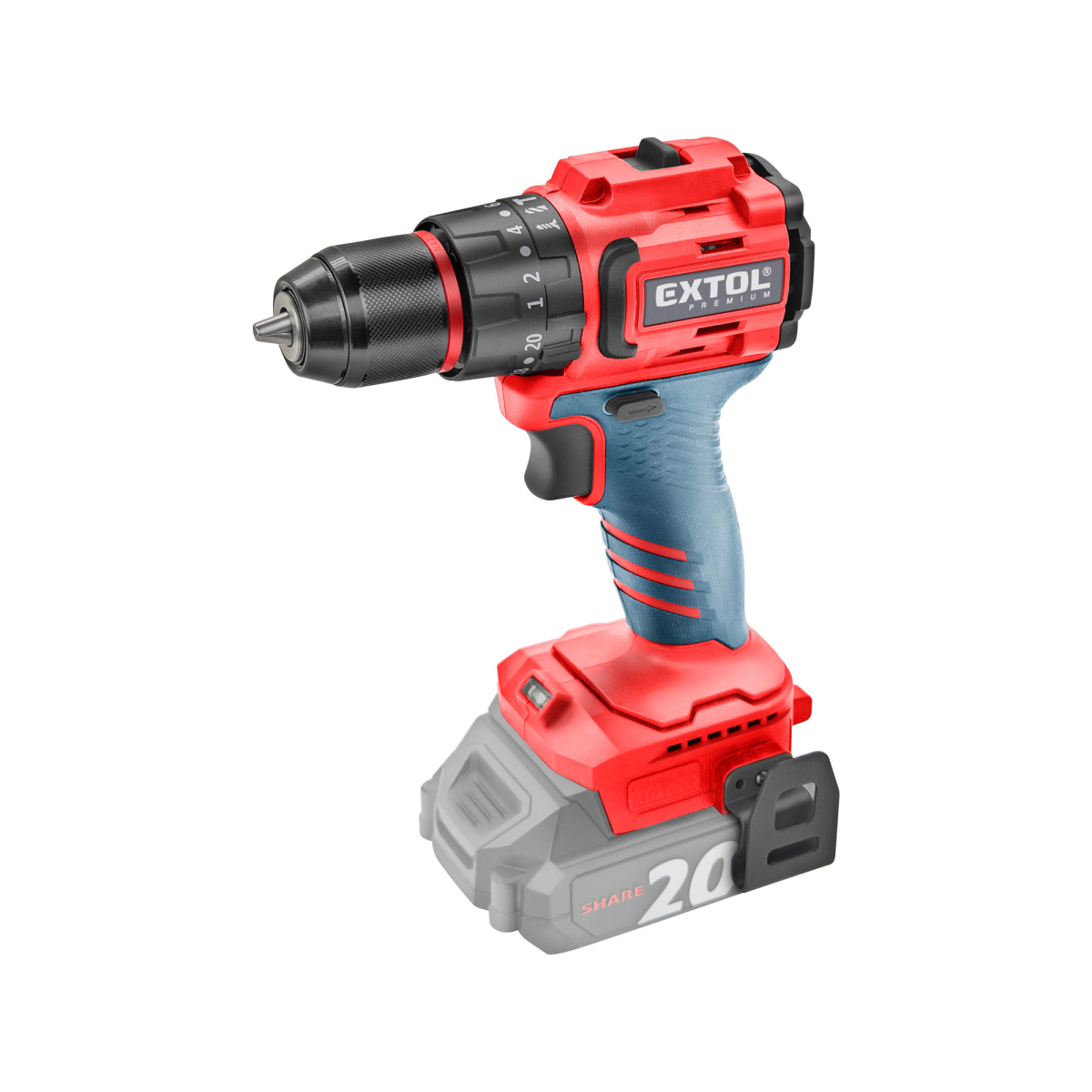 Levně Vrtací šroubovák aku s příklepem SHARE20V, BRUSHLESS, bez baterie a nabíječky 8891807