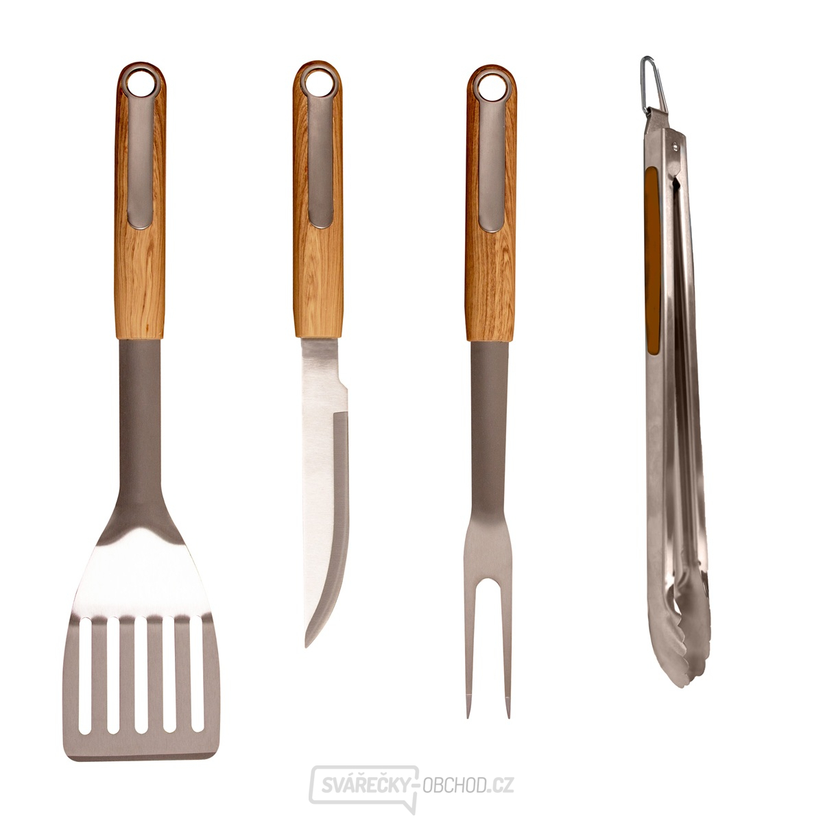Riwall PRO RBBQ 4W SET 4-dílná prémiová nerezová sada grilovacího nářadí