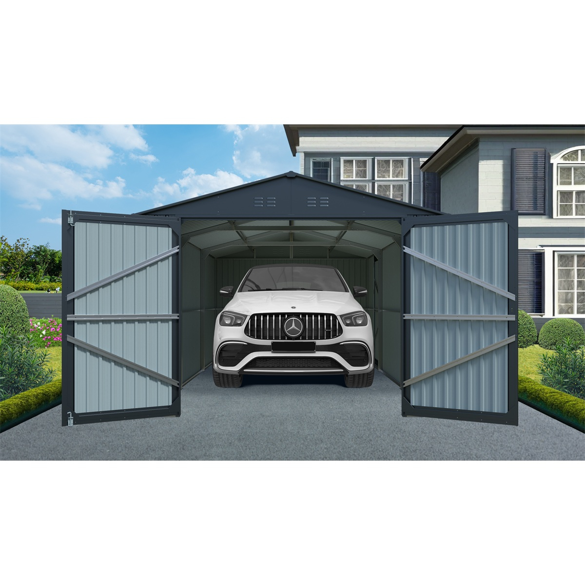 Riwall PRO RMCG 20x10 Anthracite kovová garáž 3 x 6 m se sedlovou střechou Antracit Náhled
