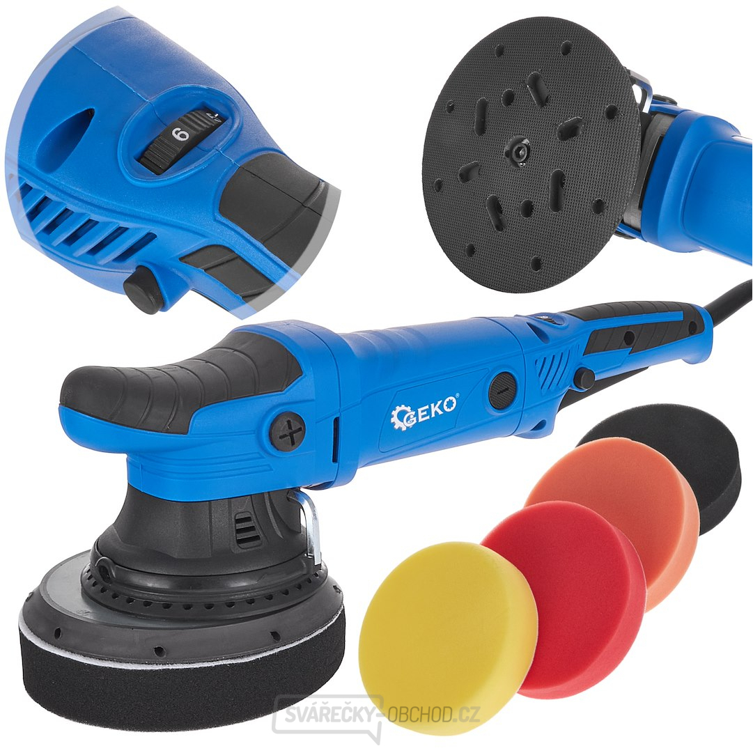 DUAL ACTION leštička na auto s úpravou 150mm GEKO PREMIUM + sada 4 houbiček (4)