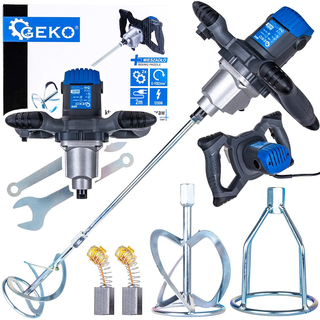 GEKO Elektrický mixér na barvy a malty 1200W 2 rychlosti s přídavným mixérem (4) G80210