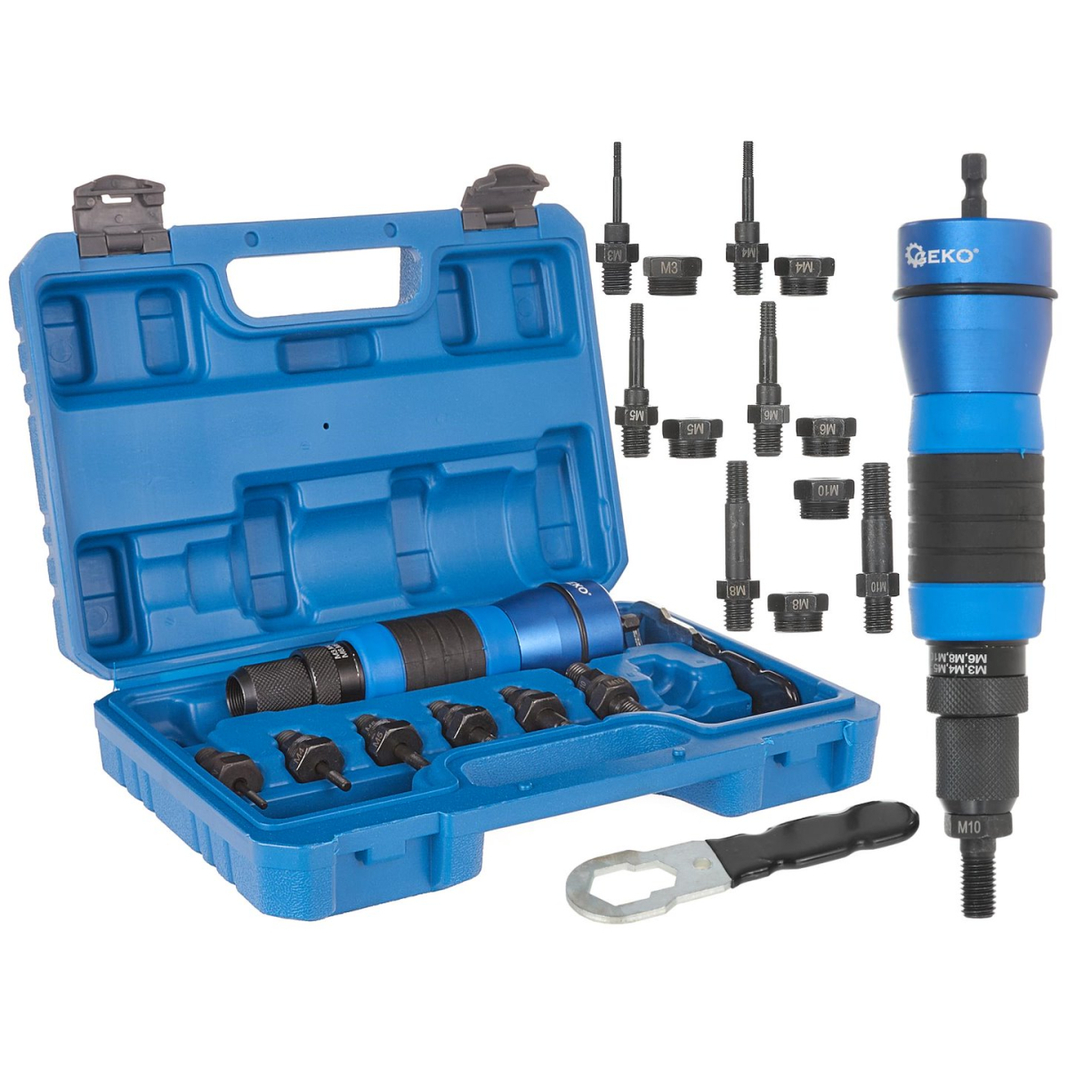 GEKO Nýtovač na nýtovací matice - adaptér pro šroubovák M3-M10 (12) G01359